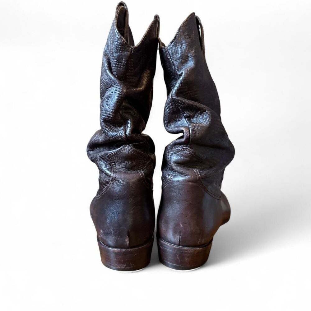 Vintage Brown Leather Slouchy Western Boots Made in Brazil Pointed Toe Boho 8 - Picture 4 of 7